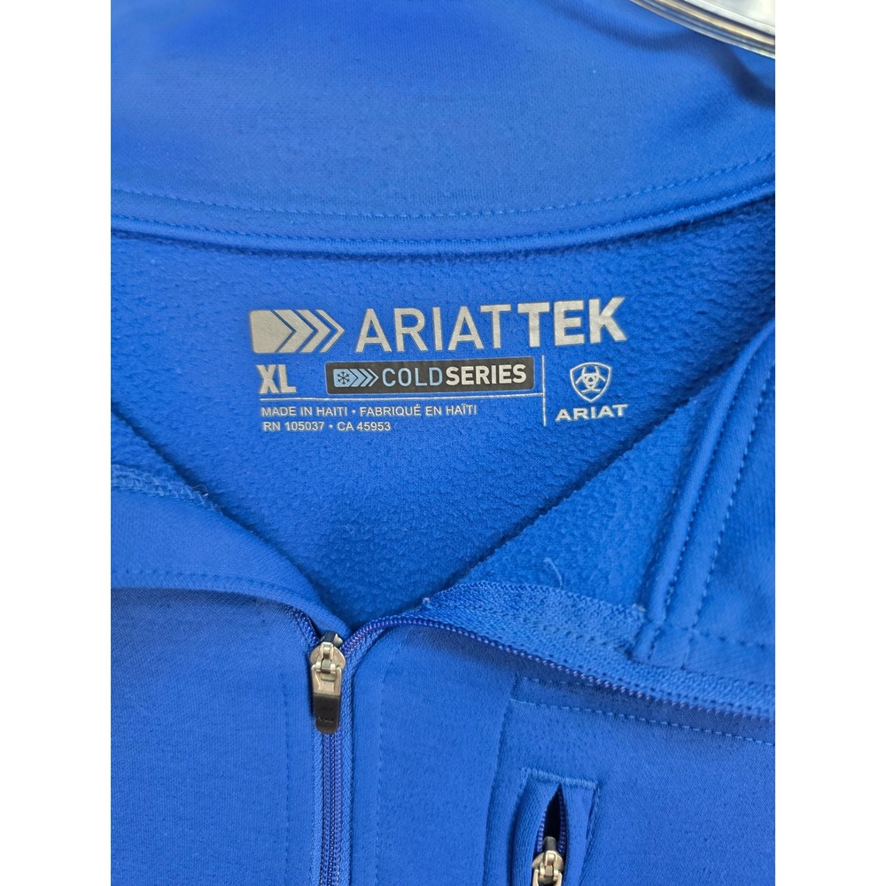 Ariat Pullover Men XL Blue Good AriatTek Cold Series Quarter Zip Fleece‎ Logo - Picture 2 of 8